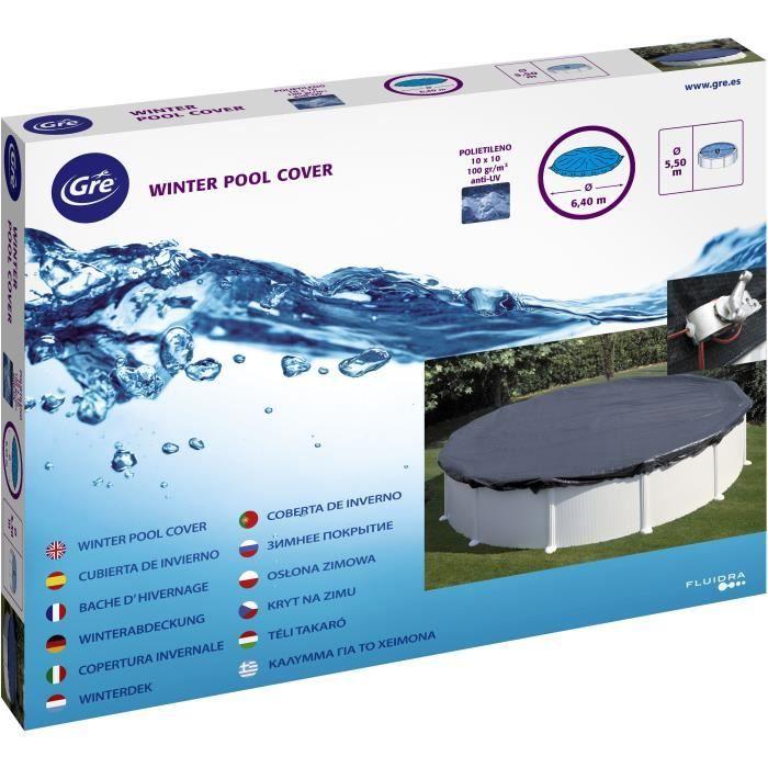 GRE - Bâche d'hivernage pour piscine tubulaire hors sol ronde Ø3,50m - 120g/m² - Protège des débris et diminue l'évaporation