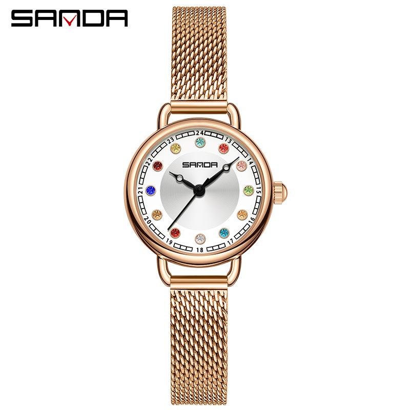 Sanda Women's Diamond-Studded Quartz Watch: Fashionable, Light Luxury, Versatile Steel Band 