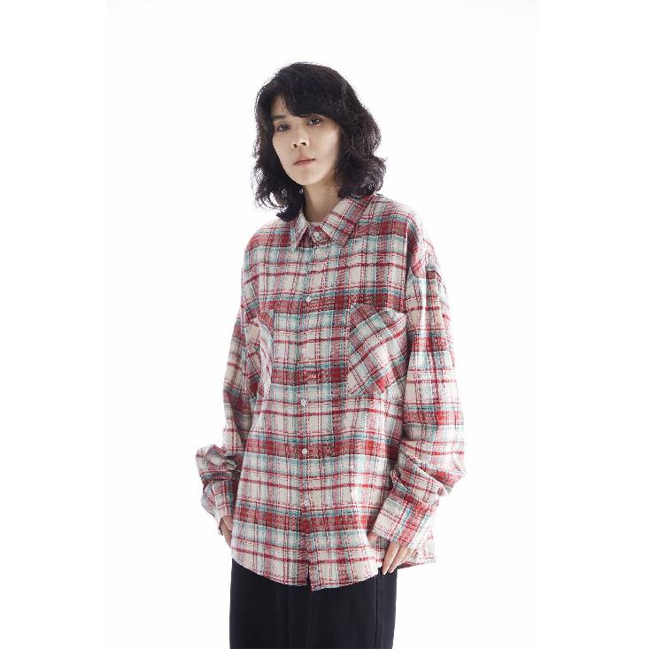 Shirt Long Sleeve Boys Spring New American Style Loose Lapel Plaid Shirt Vintage Trendy Casual Easy Matching Coat