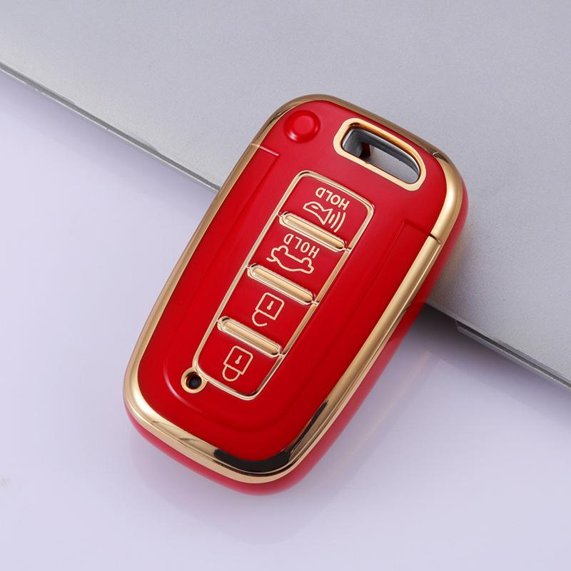 Kia & Beijing Hyundai Sonata 8 Gold-Edge 4-Button Key Case Cover