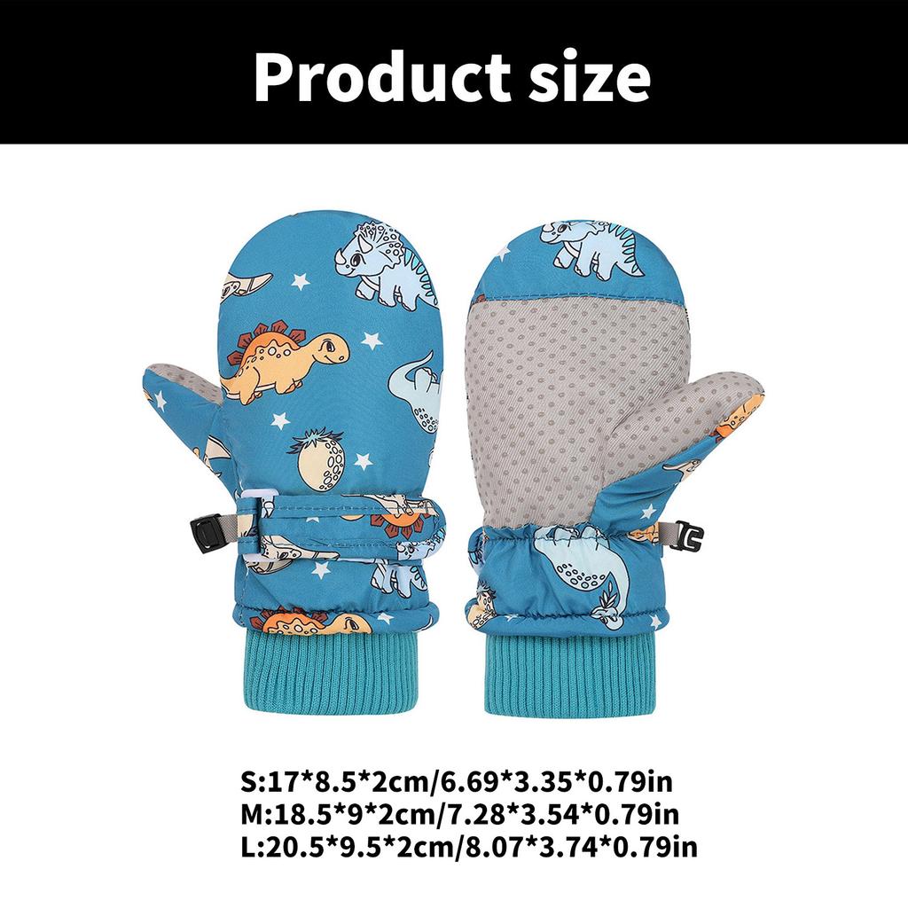 Spritzfeste Fäustlinge Kinderhandschuhe Winddicht Kinder Winter Warm Schneehandschuhe Bedruckt Cartoon Dinosaurier Verdicken Thermofäustlinge