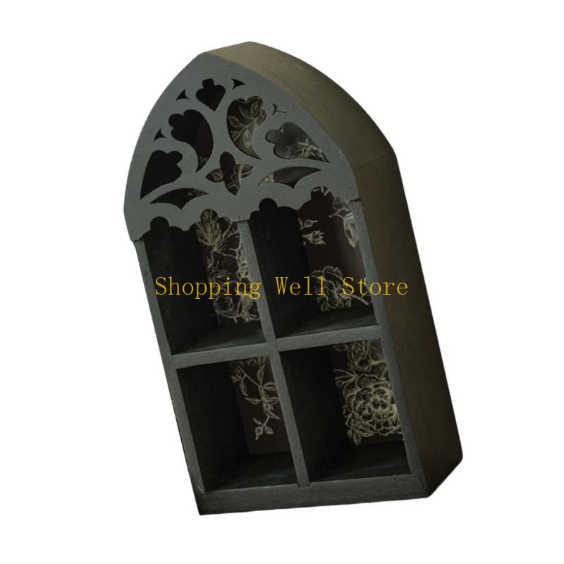 KX4B MultiLayer Wall Shelf French Quatrefoils Frame Precise Carveds Home Decors