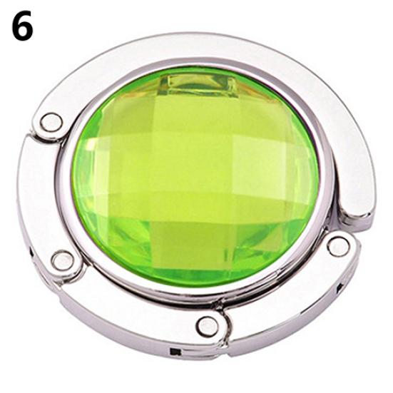 Складная вешалка для сумочки удобный настольный крючок круглый держатель со стразами зелёный 598₽