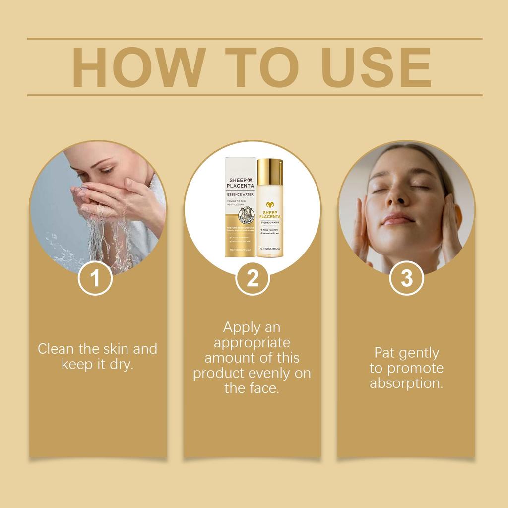 Sheep Placenta SERUM Water, Moisturizing, Firming And Moisturizing Water, Smooths The Skin And Smooths Fine Lines,120ML