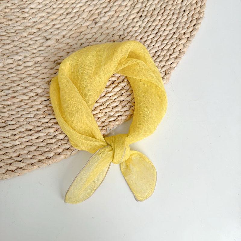 Retro Small Plaid Linen Square Scarf Literary And Versatile Women'S Summer Neck Protection Small Silk Scarf Scarf Accessories