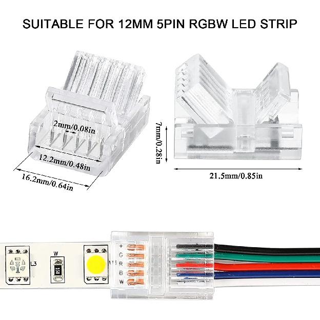 20pcs LED Strip Connector 2/3/4/5/6pin Electric Wire Connector For 5050 RGB CCT RGBW LED Strip Lights To Wire Connection Use