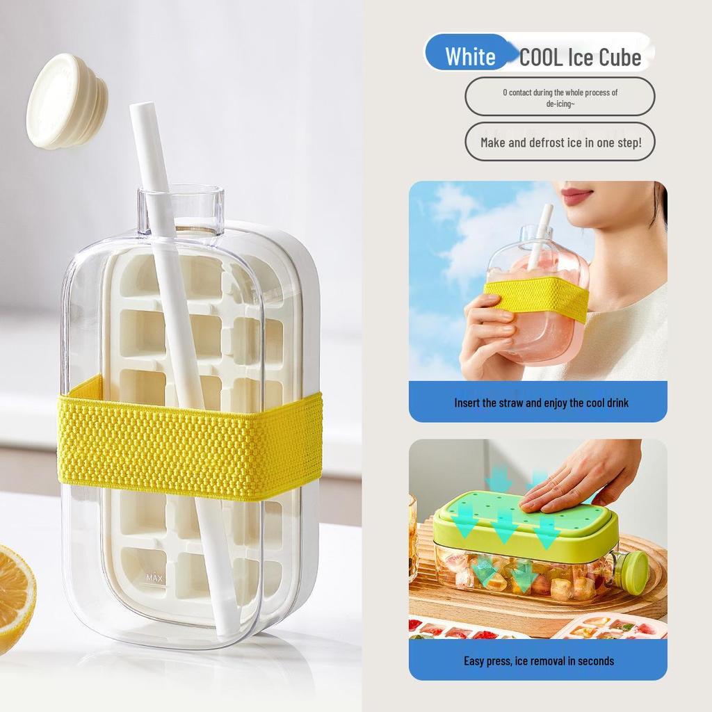 Trendy Ice Cube Tray: Zero-Contact Removal, Outdoor Straw Cup & Fitness Curling Pot