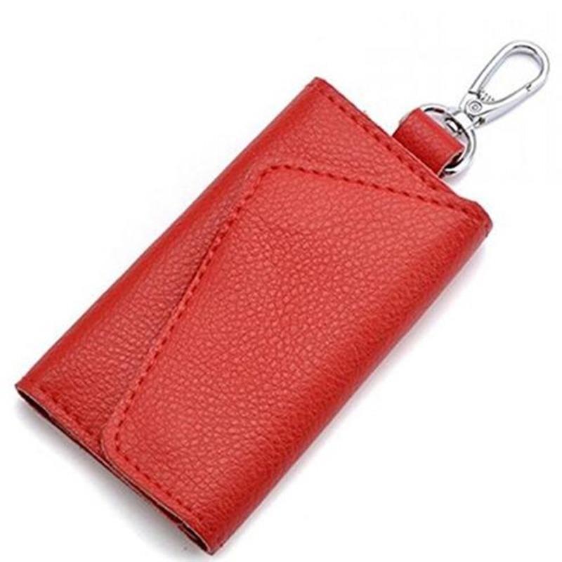 Genuine Leather Keychain Men Women Key Holder Organizer Pouch Cow Split Car Key Wallet Housekeeper Key Case Mini Card Bag