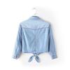 Women's Short Sleeve Lace-Up Denim Shawl Shirt-Jacket