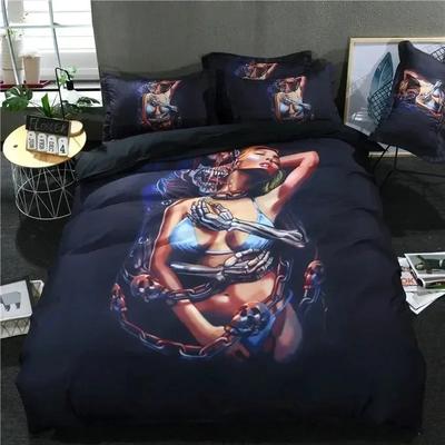Lujo Nuevo Estampado 3D Chica Esqueleto Sexy Belleza Juego de Ropa de Cama Cubreduvet 3D Funda Individual Doble Queen King Tamaño Lujo Moda