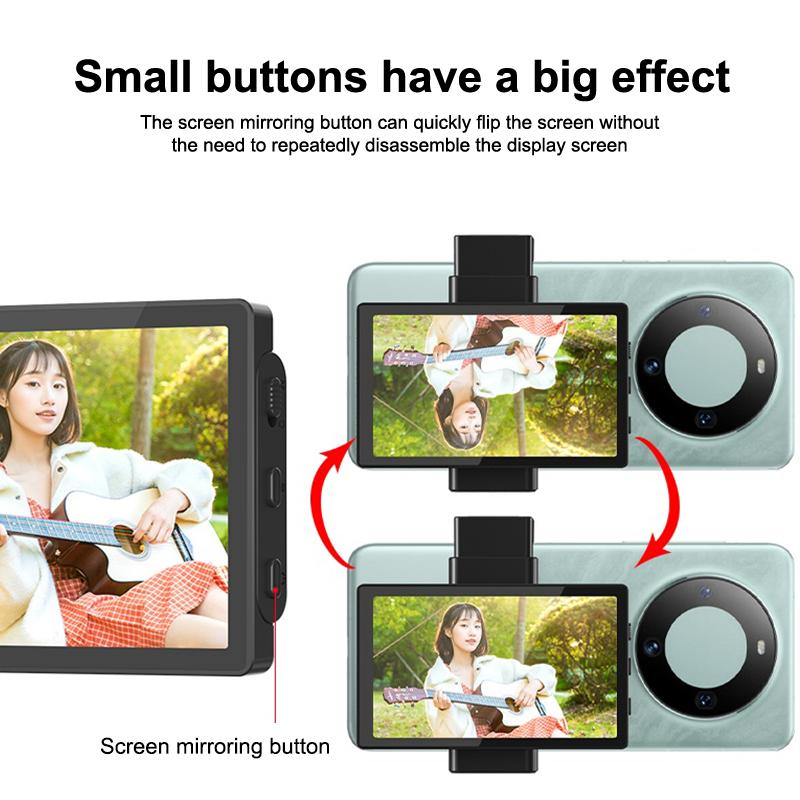 Vlog Selfie Monitor Screen For Iphone Android Xiaomi Samsung Smartphone Rear Camera Wireless Magnetic Selfie Monitor Screen