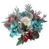 Door Wall Window Christmas Ornament Artificial Pinecone Candlestick Wreaths with Red Berries & Leaf Table Centerpiece
