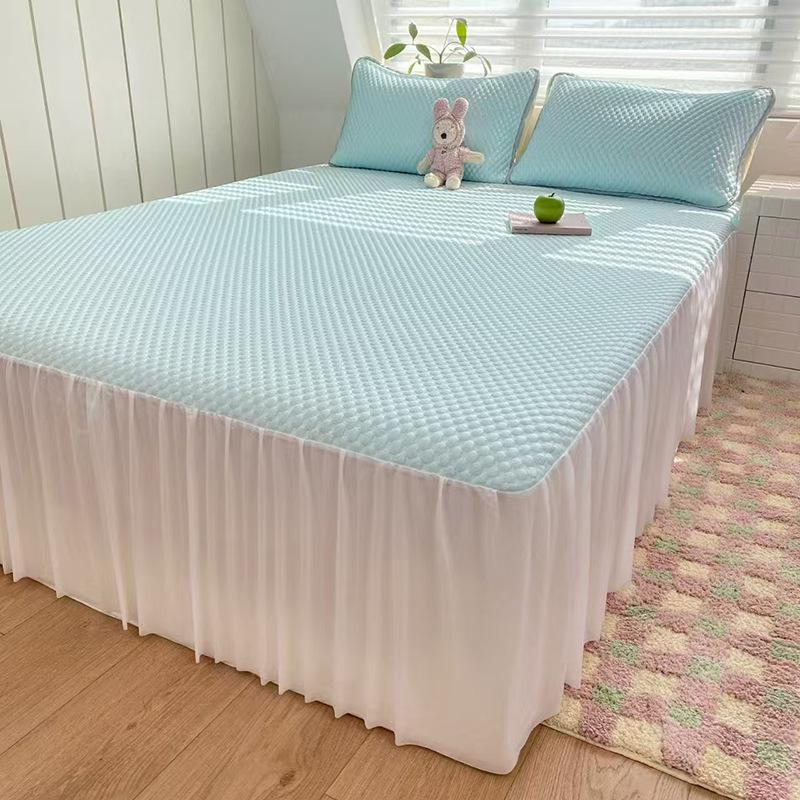 3D Bean Ice Silk Cool Massage Mat - Summer Bed Sheet & Skirt Style for Relaxation and Comfort