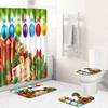 Christmas Elements Bathroom Shower Curtain Floor Mat Toilet Cover Foot Mat Four-Piece Set