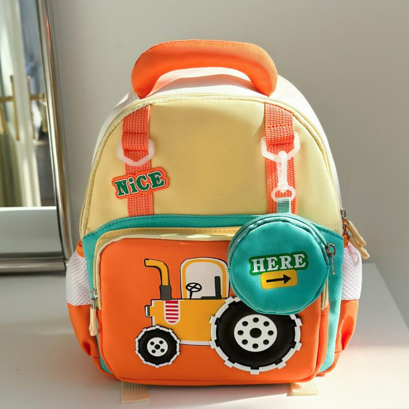 Capacity Large Backpack Cartoon Tractor Girls Boys Baby Kindergarten Bag School