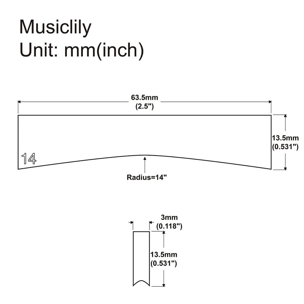 Musiclily Ultra Messing Gitarrenbundpresse Einsatz, 14" Radius, für Akustikgitarre, E-Gitarre und Bass