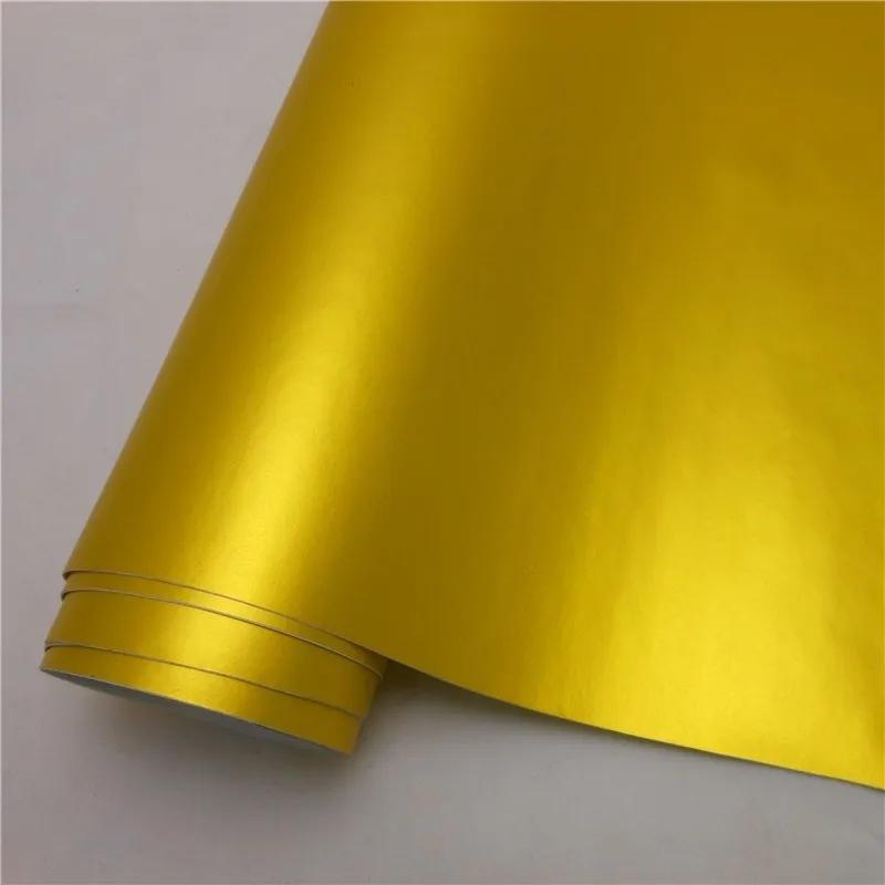 11 Colors Red Blue Gold Green Purple Matte Satin Chrome Vinyl Wrap Film Sticker Decal Bubble Free Car Wrapping Film 152X10 CM золотой