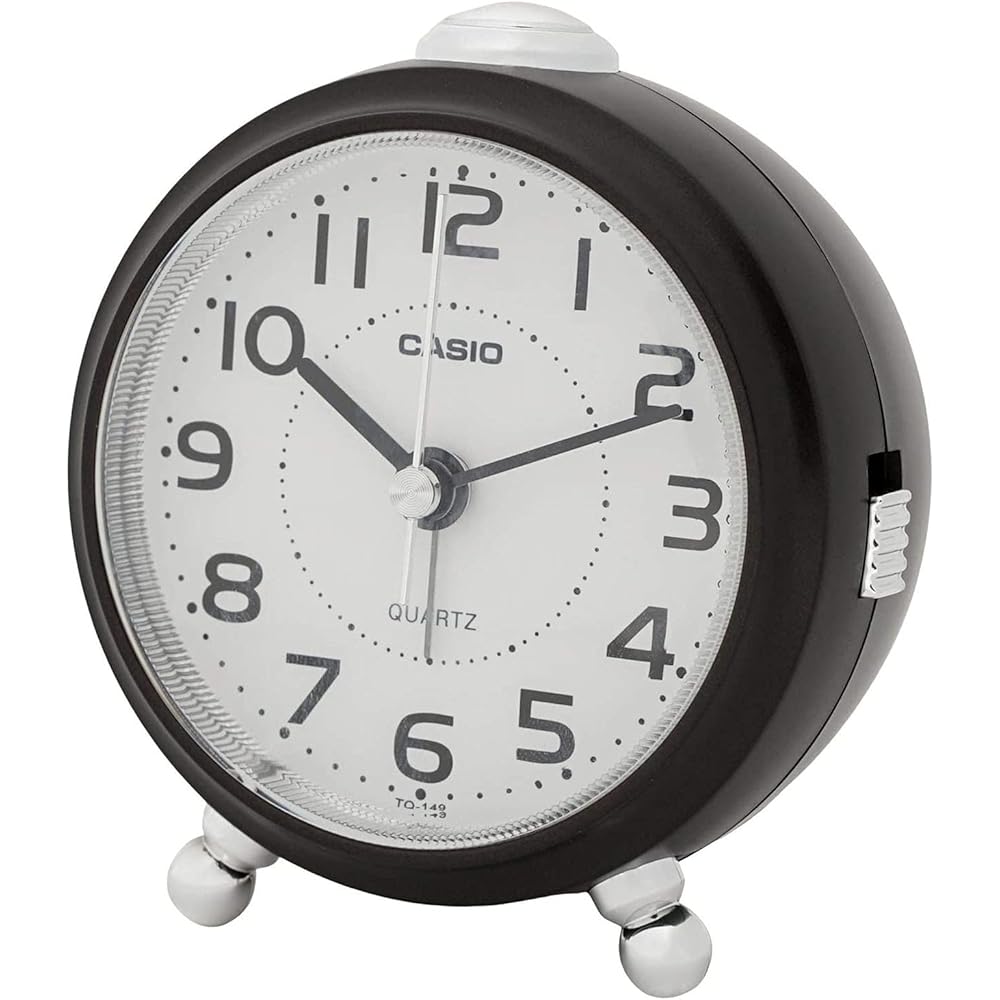 CASIO Alarm Clock, Table Clock, Dark Brown, Analog, Compact, Snooze, Light, TQ-149-5JF