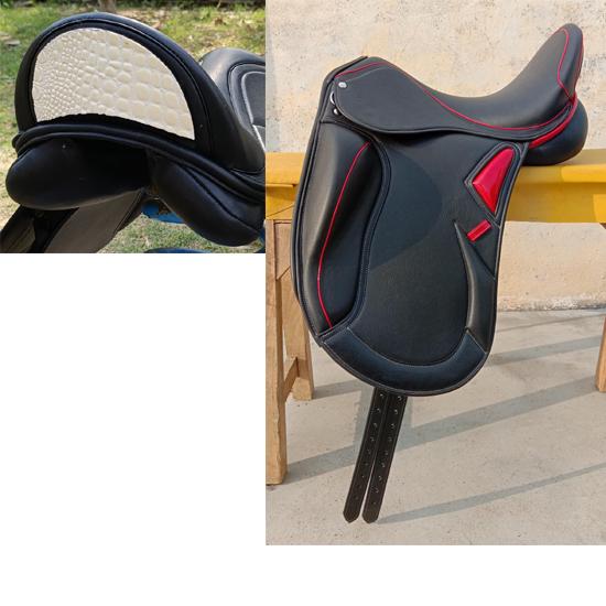 Kožené Drezurní Jednolité Sedlo s Vyměnitelnými Komorami – Elegantní Design Zadní Části