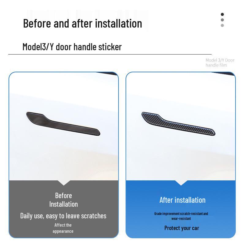 Carbon Fiber Door Handle Covers for Tesla Model Y & 3 - Black Mod Accessories