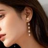 Fashion Pearl Long Earring for Women Cute Korean Crystal Rhinestone Chain Drop Earrings Bridal Wedding Party Jewelry Gifts