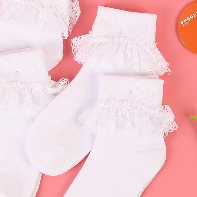 5 Pairs Princess Children Ankle Short Sock Ruffle Cotton Lace Mesh Socks Kids Toddler Baby Girls 2-15Years