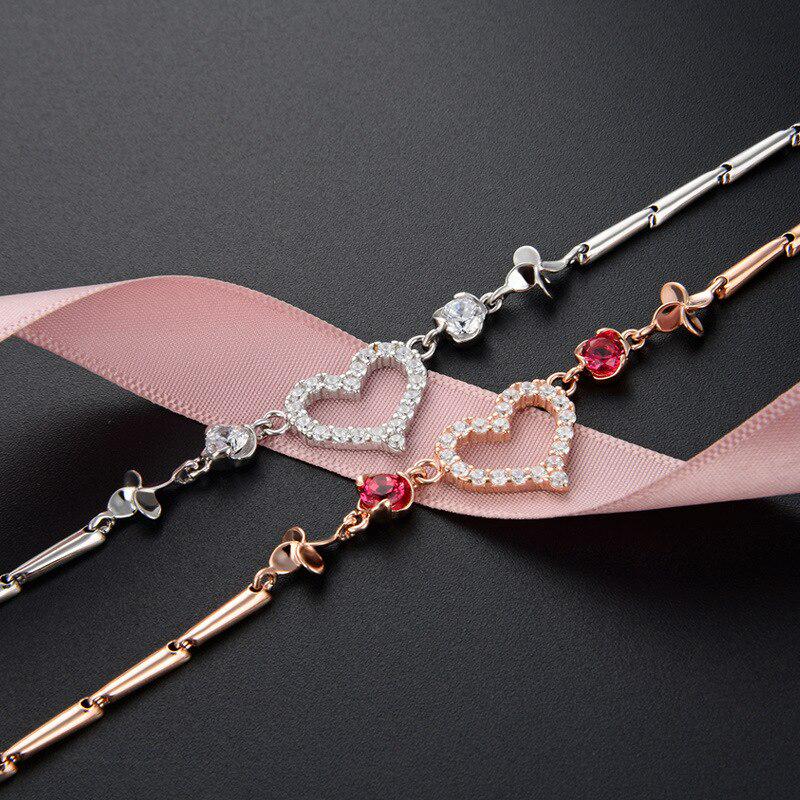 Tancise Fashion 925 Silver Chain Bracelet for Women Heart-shape Creative Zircon Gemstone Link Bracelets Wedding Birthday Gift
