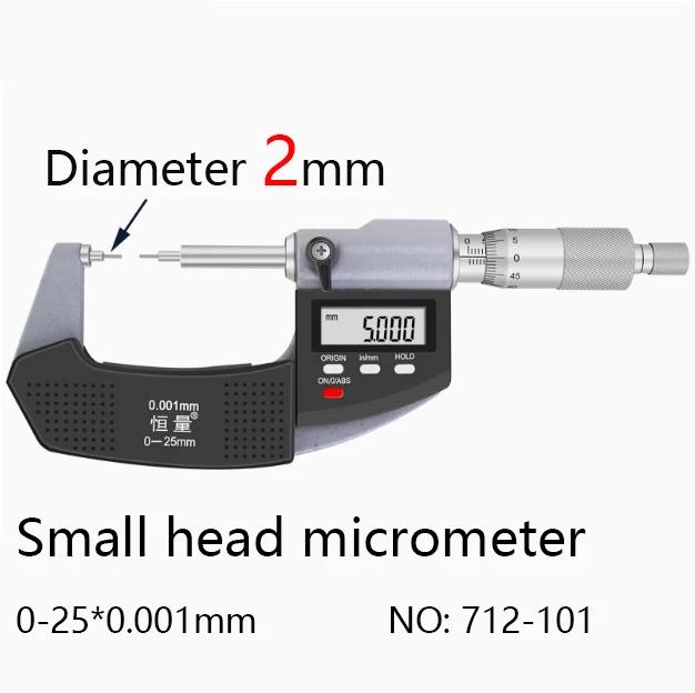 Hengliang 0-25mm 0.001mm Measurement High-precision Stainless Steel Blade Tip Keyway Small Head Micrometer Micrometer Digital
