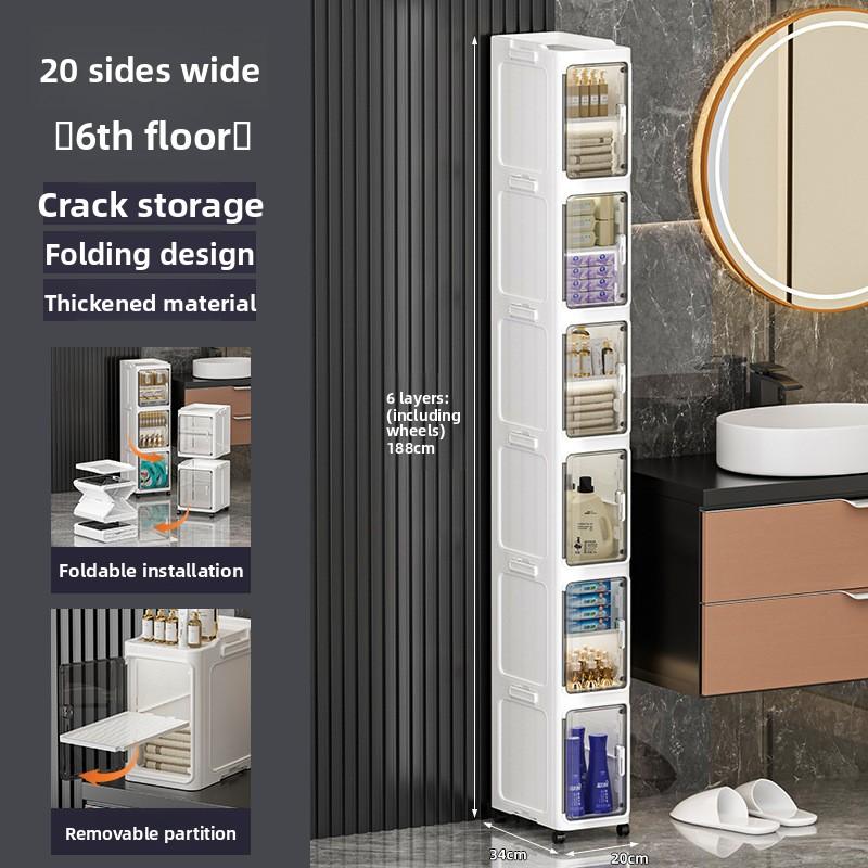 Folding bathroom storage cabinet 1/2/3/4/5/6 layers rack trolley kitchen bathroom locker children's toy folding cabinet narrow cabinet