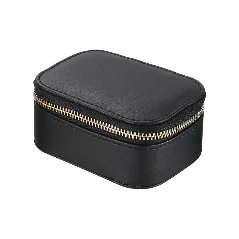 Custom Mini Jeelry Box Portable Luxury Travel Pu Leather Earring Ring Box Chic Jewelry Storage with Zipper