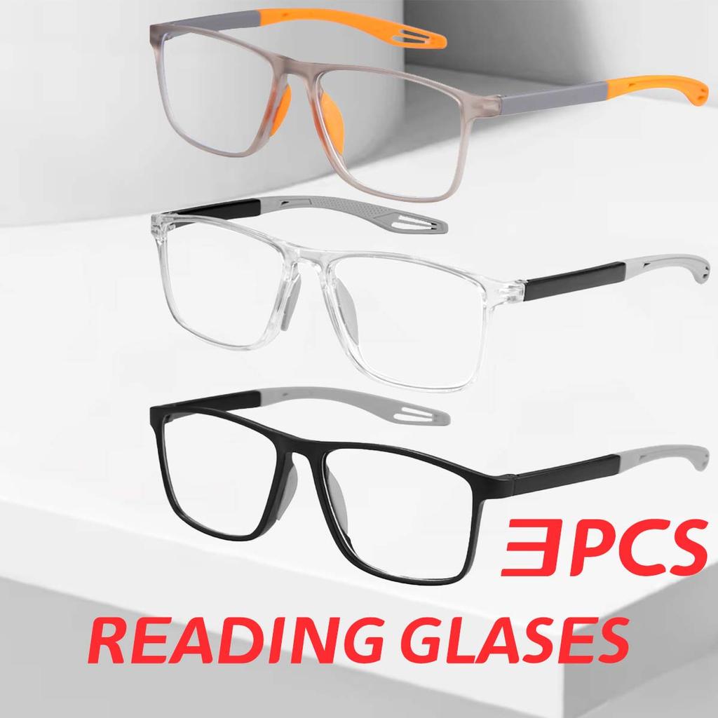 3pcs Blue Light Blocking Reading Glasses Flexible Frame Unisex Sport & Reading Friendly +1.0 to +3.0 Magnification