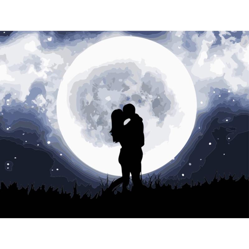 

Зонтик для влюбленных, романтическая картина маслом по номерам, акриловый рисунок на льне, сделай сам, декор для дома и офиса, новинка 3-40x50cm