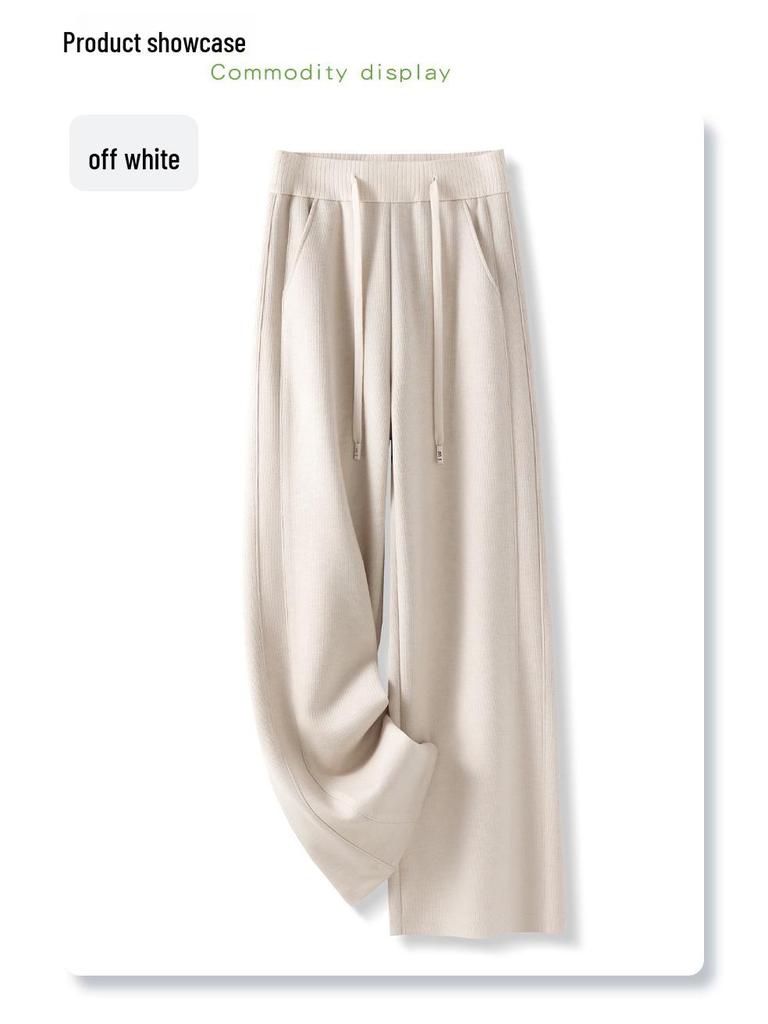 Women's 2024 Spring & Autumn Wool-Blend Wide-Leg Trousers