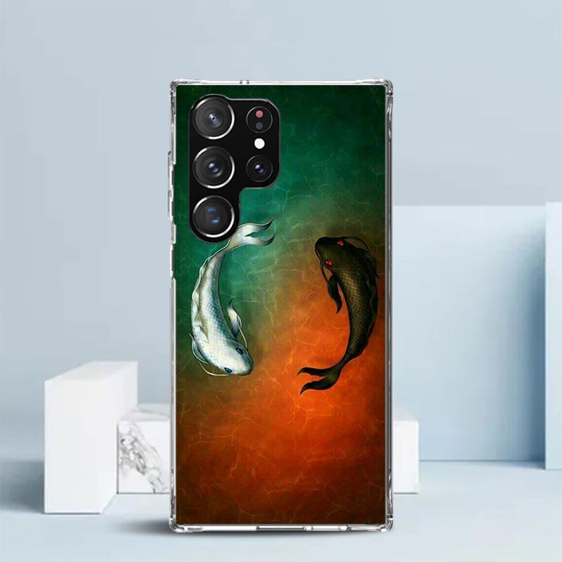 

Japan Koi Fish Yin Yang Art Phone Case For Samsung Galaxy S24 S25 Edge S26 Ultra S22 S23 Plus S21 + S20 FE Soft TPU Back Cover G Samsung S25