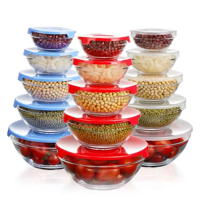 Bowl with Lid Set Salad Bowl Food Dish Airtight Cooking Home Kitchen Tableware Glass Bowl Set Gift