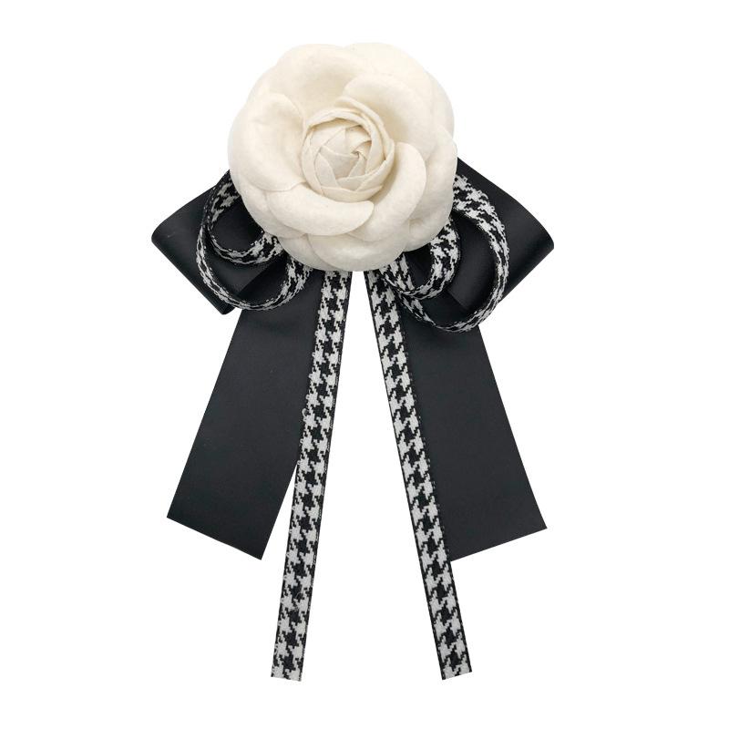 Fabric Camellia Flower Brooch Bow Tie Ladies College Style Shirt Collar Pins Vintage Wedding Party Brooches For Women