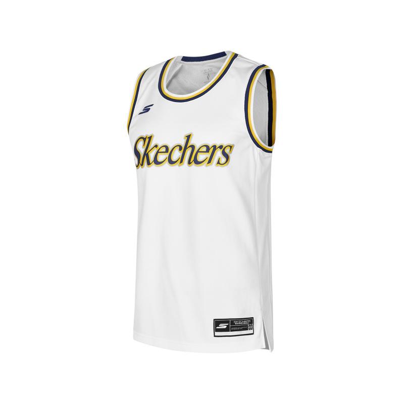 Skechers Basketball Series Logo Letter Versatile Soft Knitted Vest Men Tops Bright-White P424M095-0019 L
