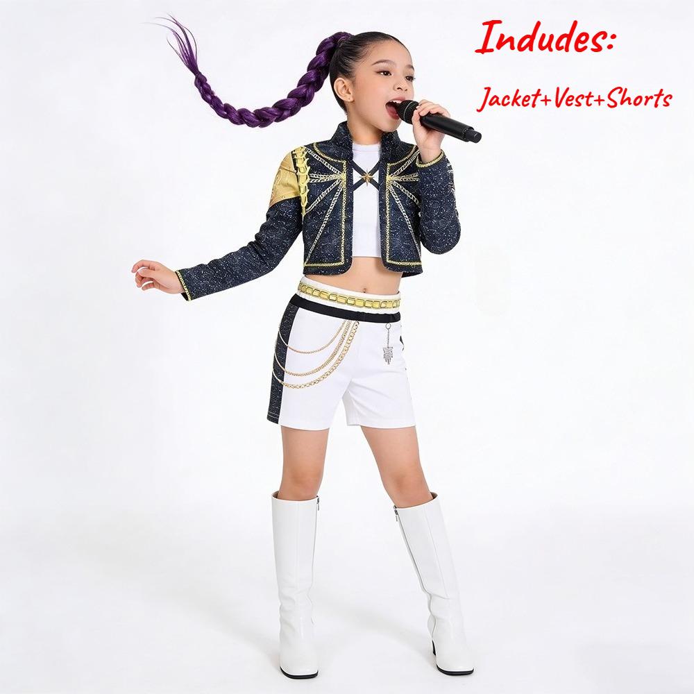 Rumi Cosplay K-Pop Warrior Costume Set Star Girls Group Children Role-Playing Clothing Christmas Carnival Halloween Costume Suit