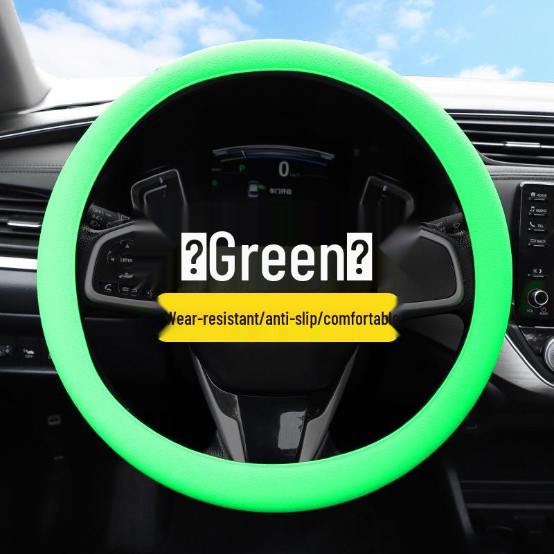 Ultra-thin Silicone Anti-slip Steering Wheel Cover - Round D-shape, Leather Texture, All-Season