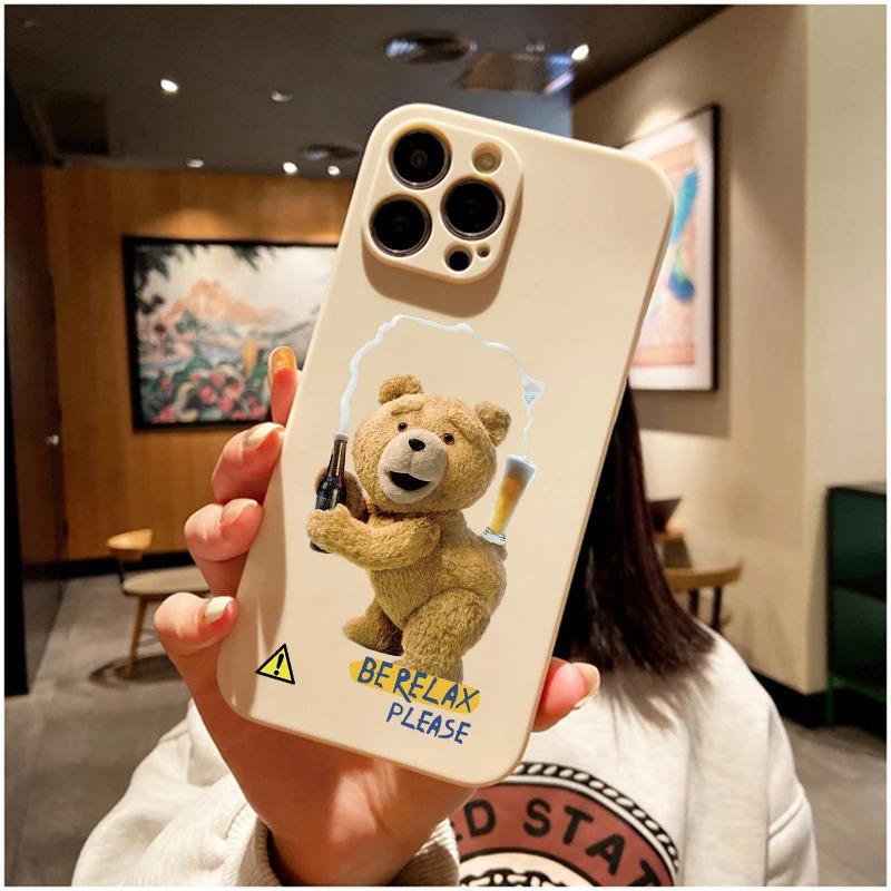 

Ted Bear Phone Case For iPhone 11 12 13 14 15 16 Pro Max Plus Mini 7 8 SE X XS XR Soft Silicone Case Cover iPhone XS MAX