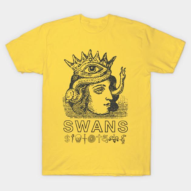 Men Black Print T-shirt Swans -  Fan Art No-Cut Transfer Paper Print Cotton Tshirt M