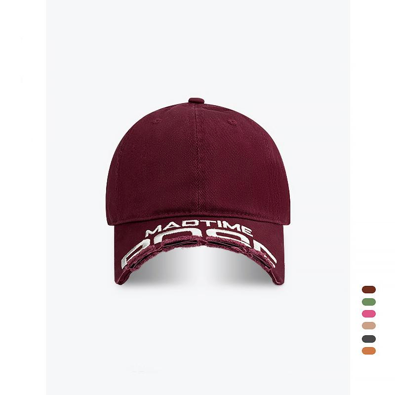 Tide Brand Old Personality Broken Brim Washed Niche Baseball Cap Women Soft Top Letter Embroidery Edging Cap Men