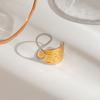 Yori Hammered Hollow Asymmetric Adjustable Open Ring Prevent Allergy Glossy Metal Versatile Daily Jewelry Gift