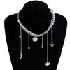 Sophisticated Multilevel Heart Charm Pendant with Pearls Accents Necklace Jewelry Accessory for Fashionable Outfits