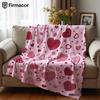 Blush Tone Heart Cartoon Anime Print Flannel Blanket Soft Warm Throw for Kids Bedroom Sofa Bed Christmas Office Car