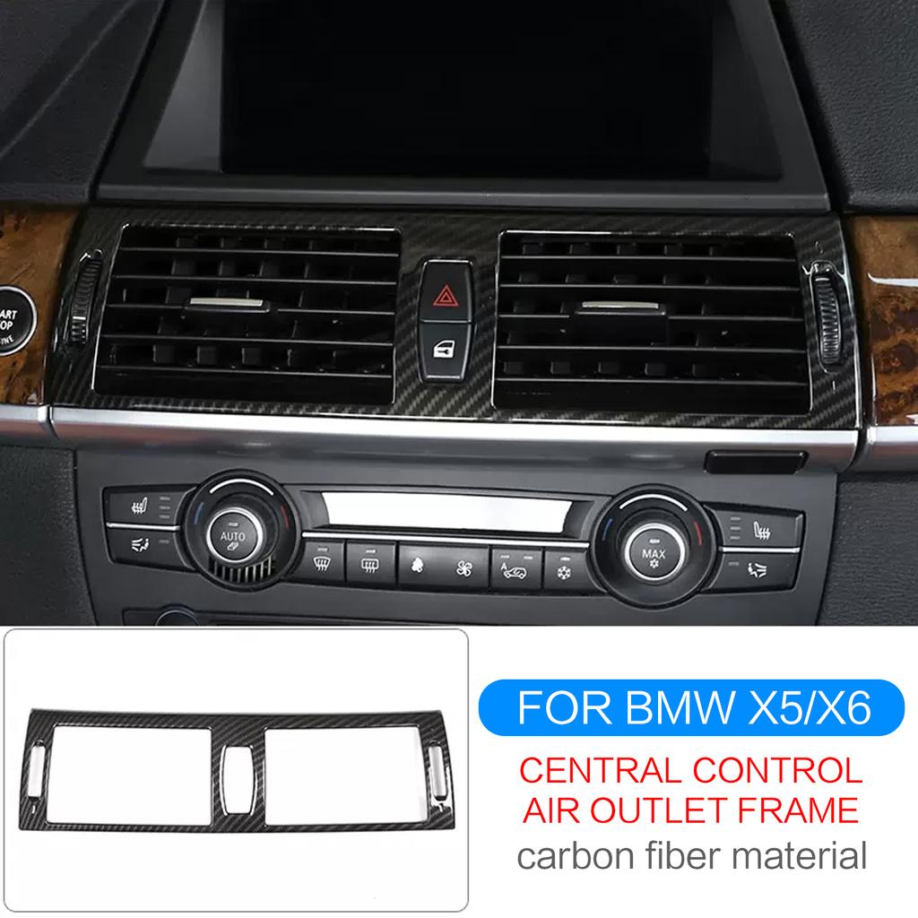 For BMW X5 E70 X6 E71 2007-2014 Accessories Car Air Vent Sticker Center Console AC Decal Carbon Fiber Trim