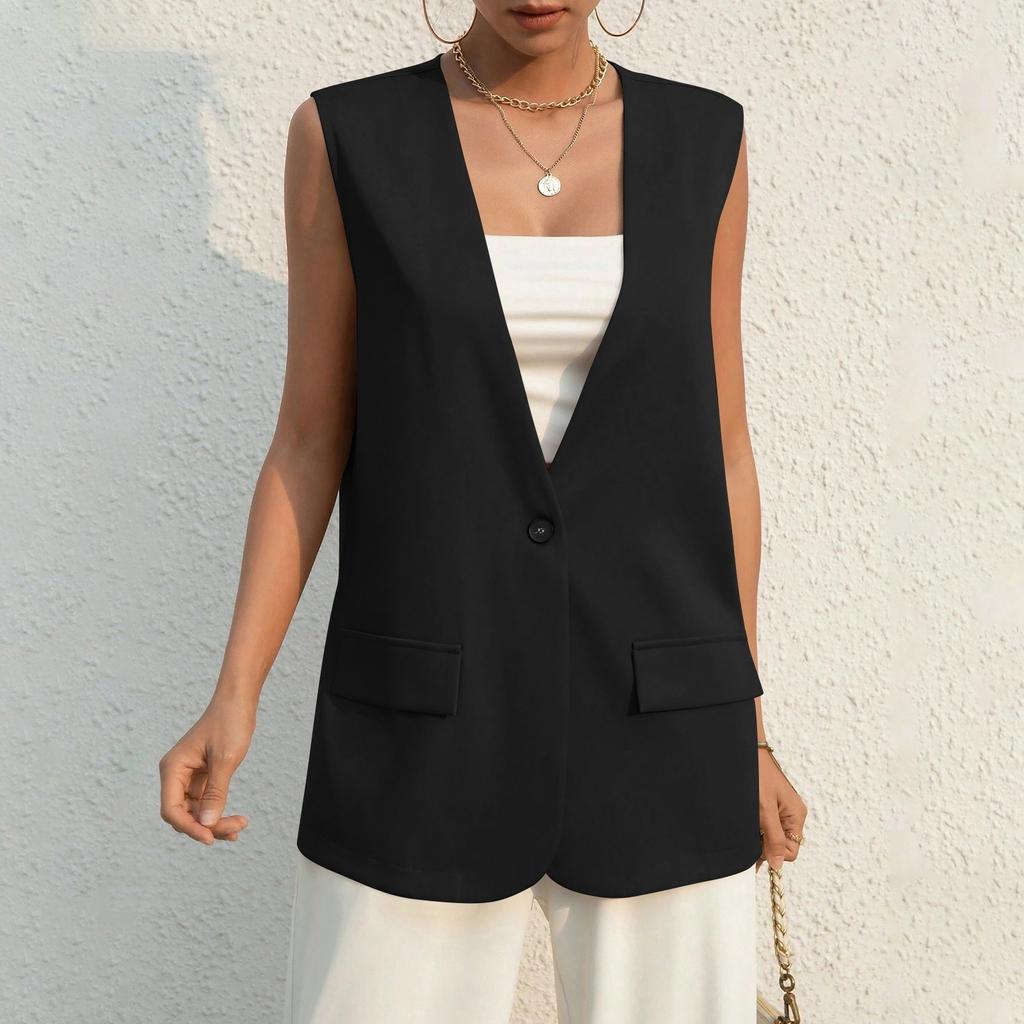 Women's Fashion Plus Size Vest Women's Women's Vest Jacket Slim and Elegant Solid Color Vest