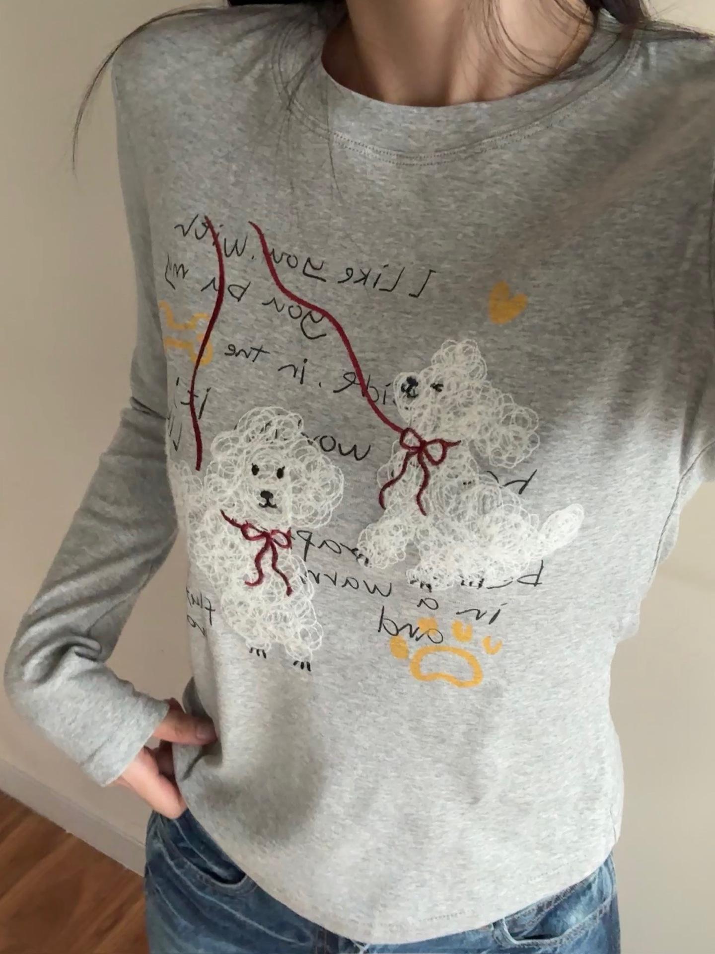 Women s Colorful Graffiti Crew Neck T-Shirt - Trendy American Design Small серый