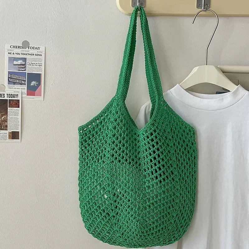 Large capacity tote bag woven bag summer shoulder bag women's hand-woven bag new holiday beach bag