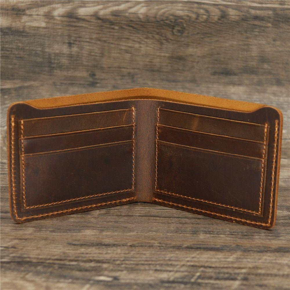 Short Style Men Genuine Leather Wallet Bifold Design Male Purse Card Bag Shopping